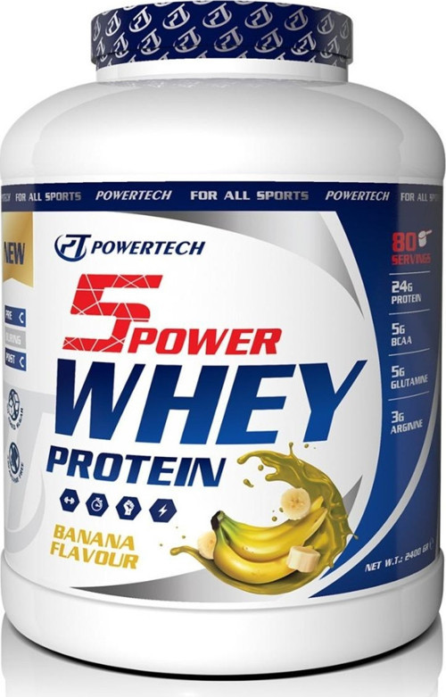 5Power Whey Protein 2400g 80 servis MUZ Aromalı Protein Tozu