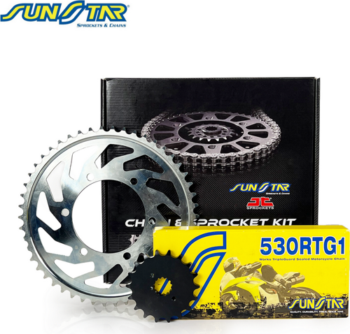 ZİNCİR DİŞLİ SETİ HONDA CB F HORNET 900cc ZİNCİR: 530RTG1 Gold-114 ÖN DİŞLİ: 16T ARKA DİŞLİ: JT 43T 2001