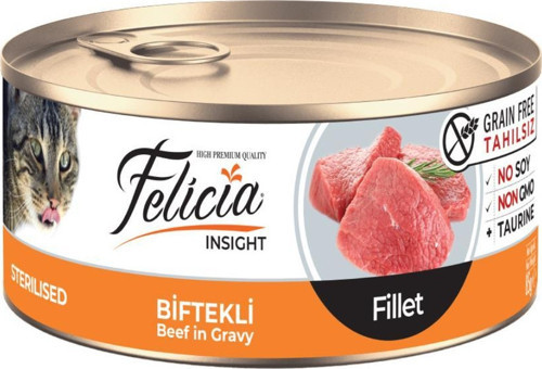 24 Adet 85 gr Sterilised-Biftekli Fileto Yaş Kedi Maması