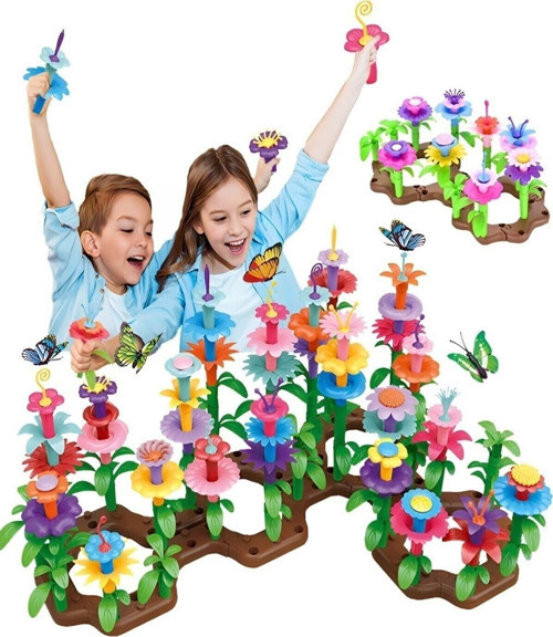 52 Parça Bahçe Çiçek Yapım Seti Yapı Blokları Yapboz Lego Bul Tak Puzzle Eğitici Oyuncak - Tekli - 3
