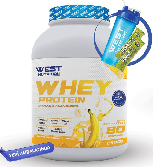 Whey Protein Tozu 2400 Gr 80 Servis Muz Aromalı