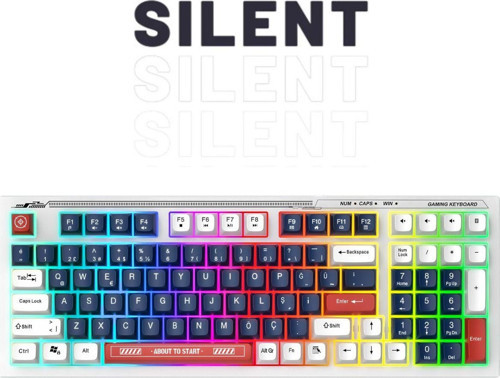 Kb-98 Sessiz Rainbow Q Türkçe Klavye Membrane Oyuncu Klavyesi Gaming Klavye