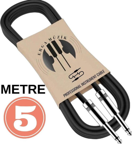Gitar Jack Kablosu 5M - Elektro Akustik Bas Bağlama Keman Kemençe Amfi & Mixer Uyumlu Jack Kablosu
