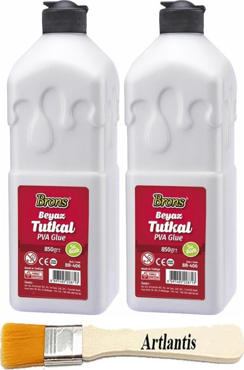 Beyaz Tutkal 850 gr 2 Adet ve Fırça Brons Beyaz Mobilya Yapıştırıcısı Tutkalı 850 gr Ahşap Tutkalı Su Bazlı Çok Amaçlı