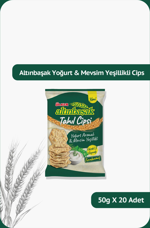 ALTINBAŞAK Tahıl Cipsi - Yoğurt Aromalı Mevsim Yeşillikli - 50 gram - 20 Adet