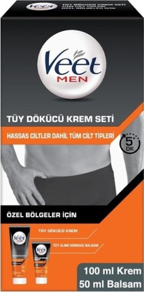 Men Erkek Özel Bölgeler İçin Tüy Dökücü Krem Seti Tüm Cilt Tipleri İçin 100 + 50 Ml