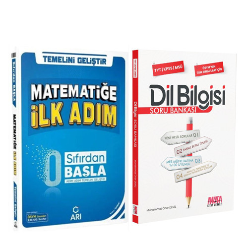 Arı 0 Sıfırdan Başla Matematik Matematiğe İlk Adım ve AKM Dil Bilgisi Soru Bankası Seti 2 Kitap