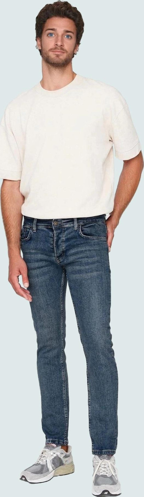 Erkek Skinny Fit Dar Kesim Kot Pantolon Pamuk Günlük Kullanım Hafta Sonu Dayanıklı Malzeme