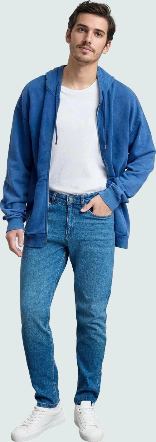 Erkek Orta Denim Kot Pantolon Essential Fit Boru Paça Günlük Kombinler Yaz Aylarının Vazgeçilmezi