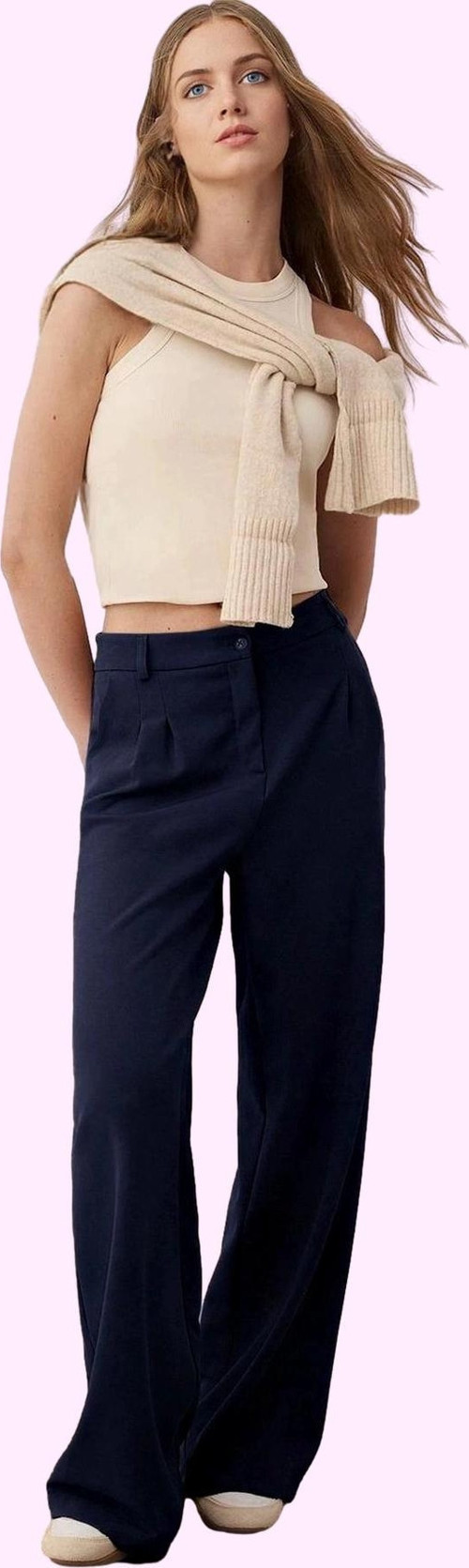 Kadın Geniş Paça Uzun Pantolon Düz Desen Wide Leg Yüksek Bel Günlük Yaz Aylarının Vazgeçilmezi