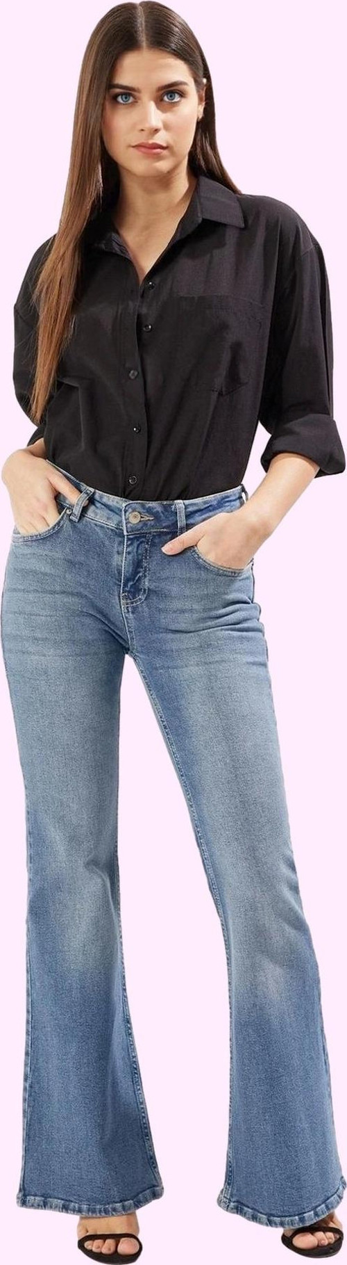 Kadın Düşük Bel Flare Jean Pantolon Pamuk Günlük Stil Hafta Sonu Yaz Aylarının Vazgeçilmezi