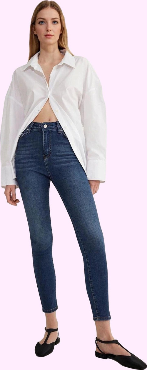 Kadın Skinny Yüksek Bel Jean Dar Paça Günlük Kombinler Hafta Sonu Yaz Aylarının Vazgeçilmezi