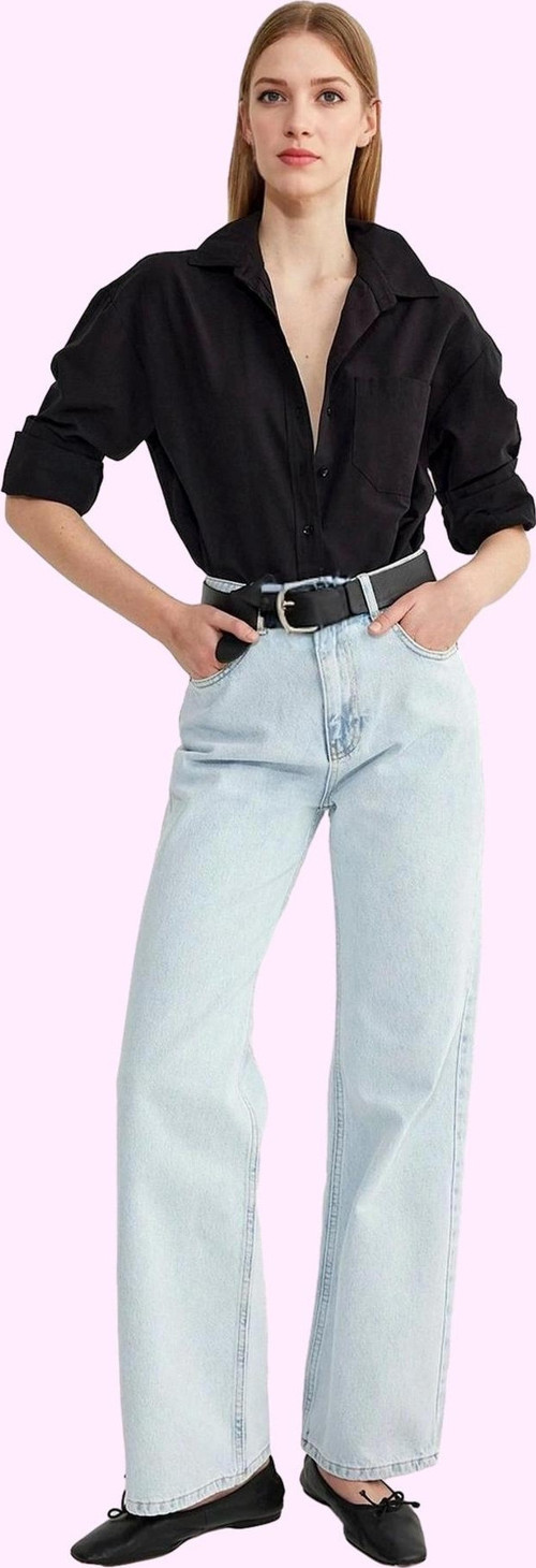 Kadın Yüksek Bel Geniş Paça Jean Pantolon Pamuk Günlük Kombinler Yaz Aylarının Vazgeçilmezi