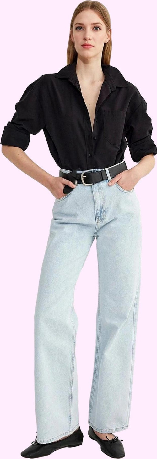 Kadın Yüksek Bel Geniş Paça Jean Pantolon Pamuk Günlük Kombinler Yaz Aylarının Vazgeçilmezi