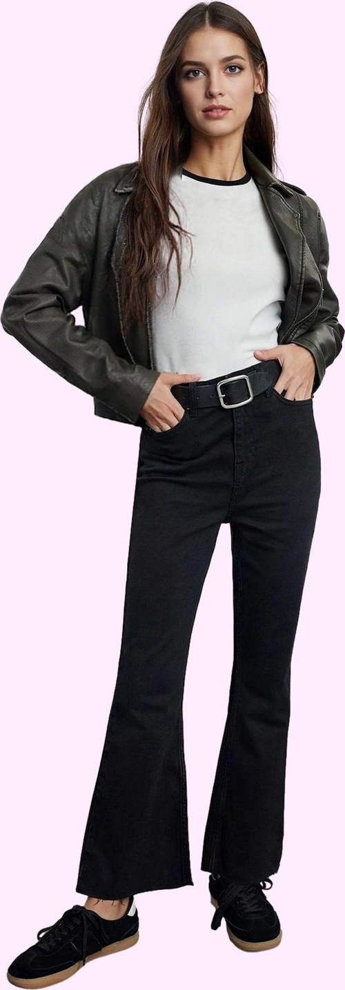 Kadın Yüksek Bel Geniş Paça Denim Flare Jean Kemersiz Casual Günlük Yaz Aylarının Vazgeçilmezi