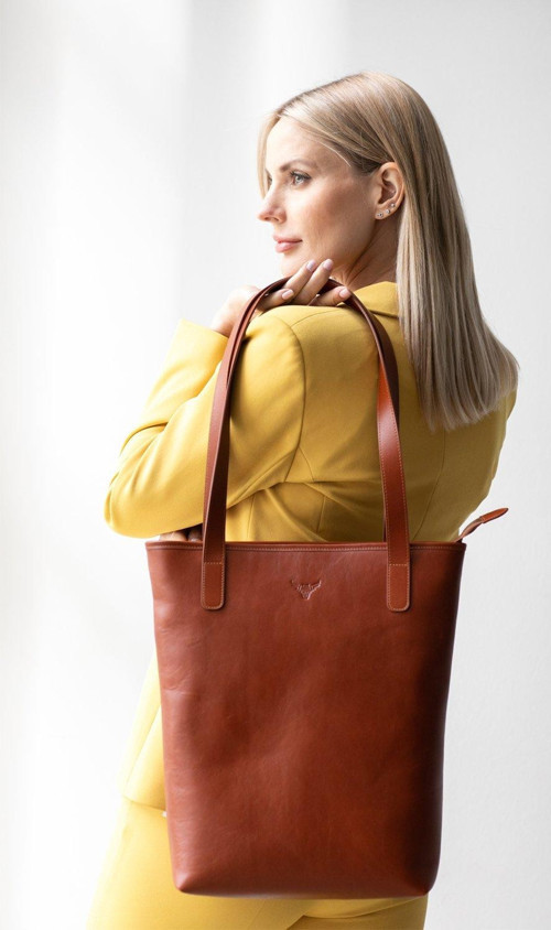 Deri Omuz Çantası ToteBag - Taba