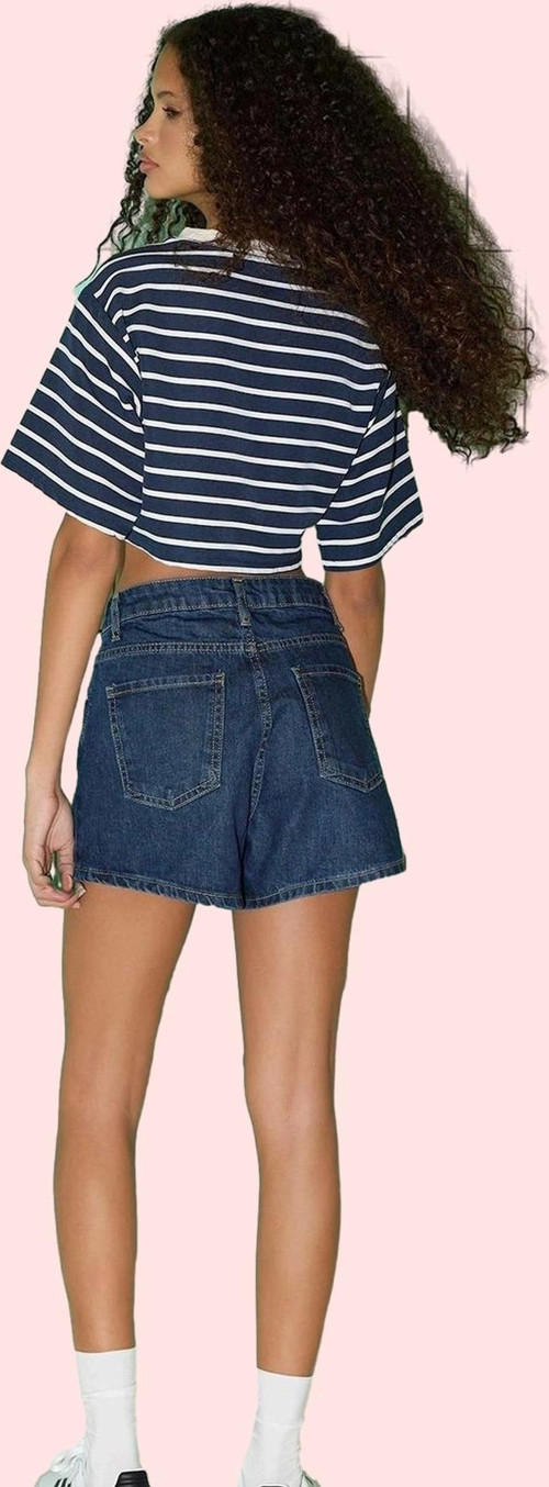 Kadın Pamuk Denim Şort Düz Desen Geniş Paça Günlük Kombinler İçin Ideal Yaz Aylarının Vazgeçilmezi