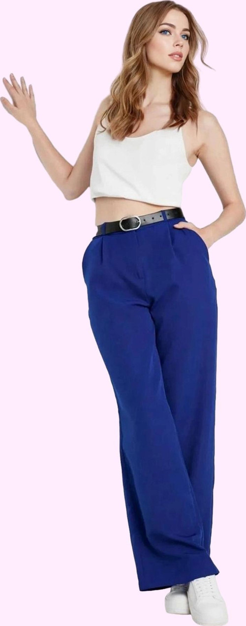 Kadın Yüksek Bel Wide Leg Pantolon Casual Dokuma Kumaş Günlük Hafta Sonu Dayanıklı Malzeme