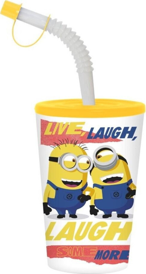 340 cc Lisanslı Some More Minions Desenli Körüklü Pipetli PP Bardak