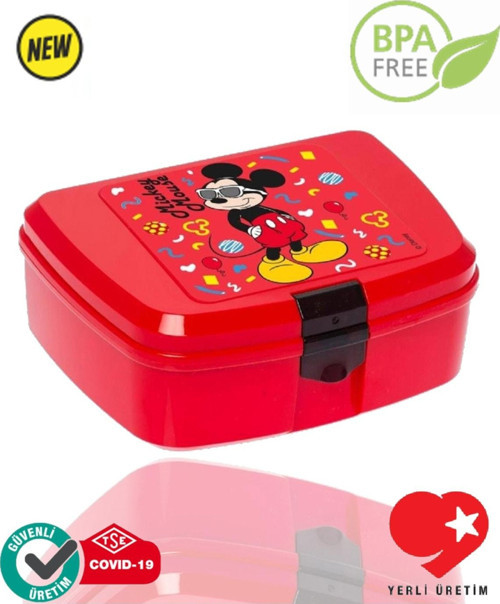 Bpa Free Lisanslı Gözlüklü Mickey Mouse Desenli Beslenme Kutusu