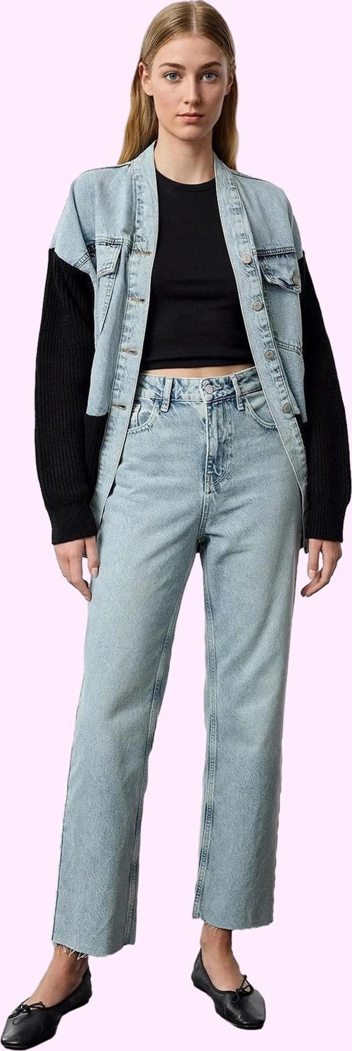 Kadın Pamuk Denim Straight Jean Pantolon Yüksek Bel Günlük Casual Yaz Aylarının Vazgeçilmezi