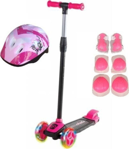 Kız Çocuk Pembe Led Işıklı 3 Tekerlekli Twist Scooter Full Set