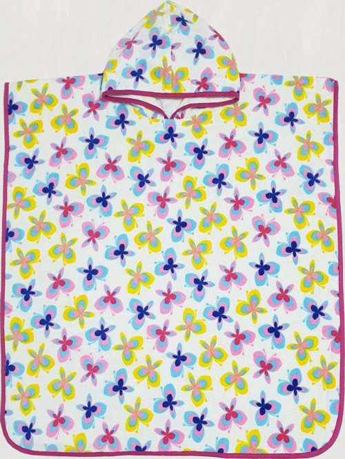 Çicek Unisex Renkli Sevimli Yaş Plaj Havlusu Panço 10-12 Yaş