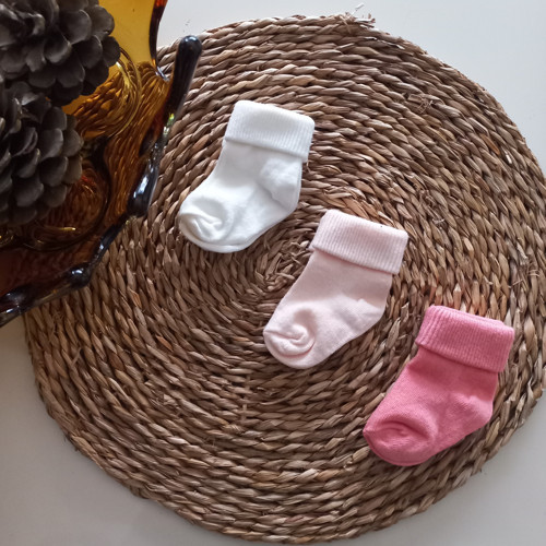 Kız Bebek Beyaz Somon 3lü Kıvrık Soket Çorap