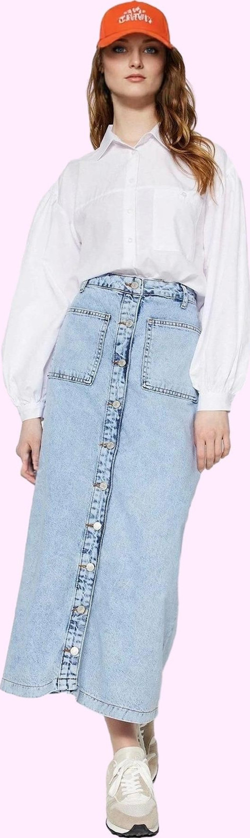 Kadın Maxi Denim Kot Etek Yüksek Bel Pamuklu Günlük Şıklık Hafta Sonu Yaz Aylarının Vazgeçilmezi