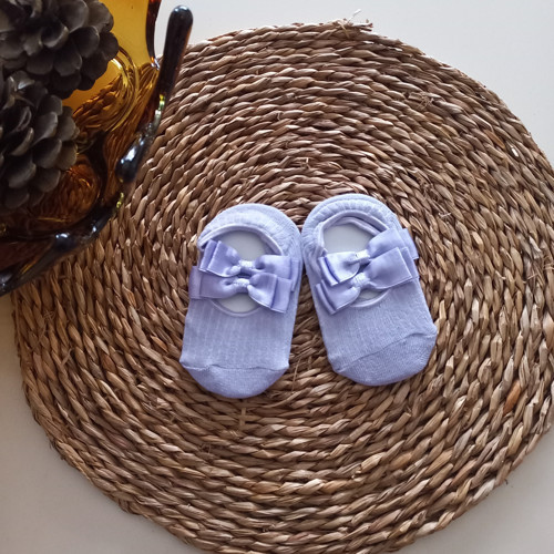 Kız Bebek Lila Fiyonklu Babet Çorap