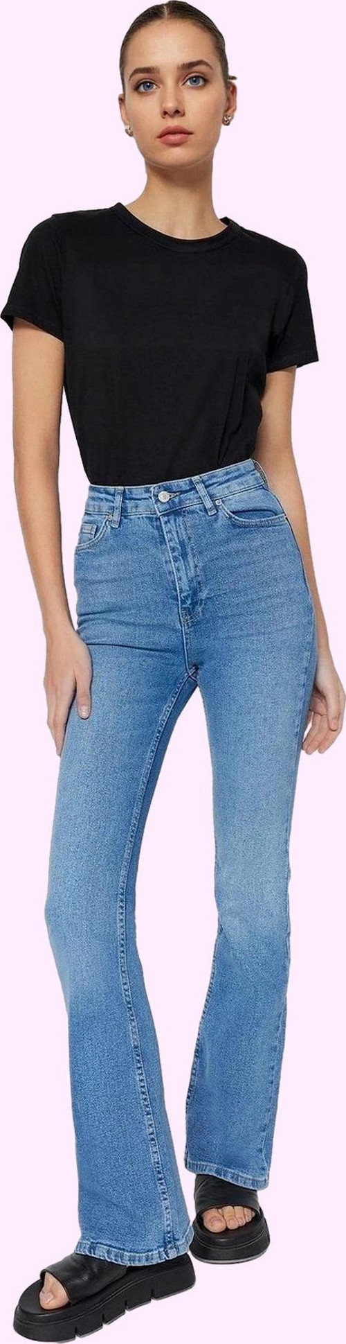 Kadın Yüksek Bel Uzun Boy Flare Jean Denim Günlük Kombinler Hafta Sonu Yaz Aylarının Vazgeçilmezi
