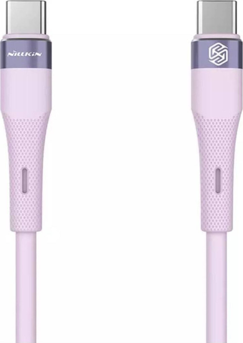 Type-C To Type-C 60W Uyumlu Flowspeed sıvı silikon şarj kablosu 1.2m - Mor