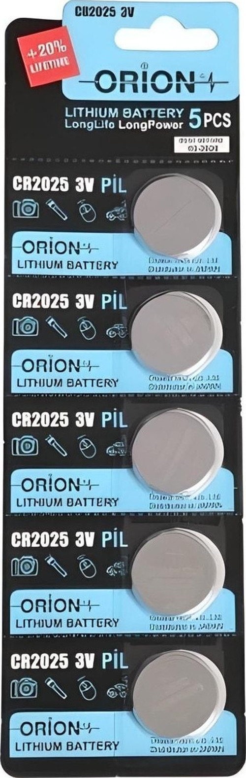 Orion Cr2025 3v Lithium Pil 5'li Kart