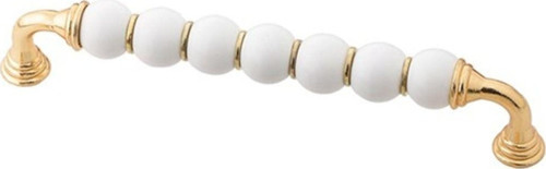 Polimer Boncuk Yakut Ayak Renkli Boncuk Dolap Çekmece Kulpları (128 Mm ) Altın- Beyaz - 2 Adet