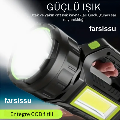 RT-T95 30W Uzun Menzilli Solar Panelli Powerbank Usb Çıkış S.o.s Lu Ultra Güçlü Ledli Şarjlı Feneri
