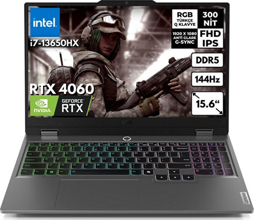 Loq İ7-13650Hx 40Gb Ddr5 512Gb Ssd Rtx4060 8Gb (115W) 144Hz Full Hd W11Pro 83Dv00Hntr P45