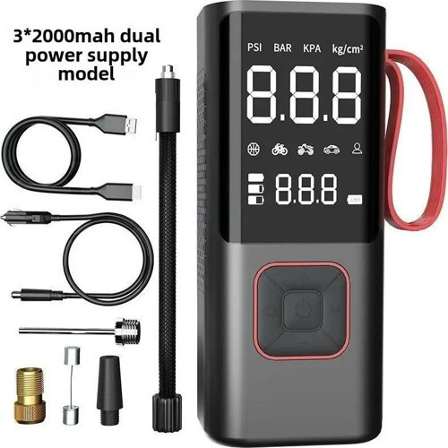 Schulzz 3in1 Kablosuz Usb Type-C 3*2000Mah Göstergeli Oto Lastik Hava Pompası 7