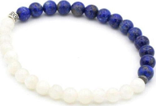 Doğal Lapis Lazuli Ve Ay Taşı Bileklik 1.kalite Doğal Taş