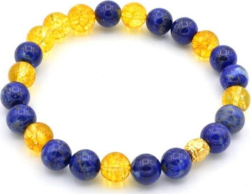 Doğal Lapis Lazuli Ve Sitrin Taşı Bileklik 1.kalite 002