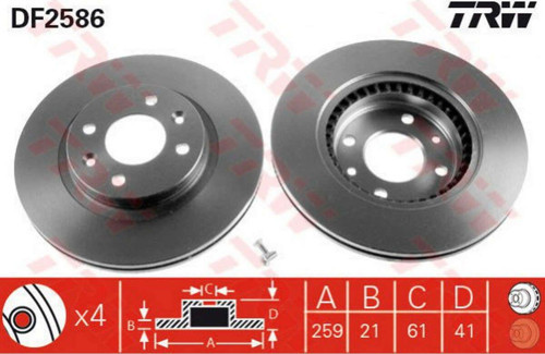 Ön Fren Aynası Boyalı Orta Mgn 96 Logan 04 Kng 1.5Dci Clıo I-Iı91 Twng 07 R19 259X20.6X4 612138