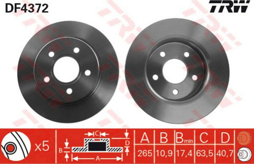 Arka Fren Aynası Focus Iı 11.04 07 Cmax 03 Mazda 3 03 Volvo S40 V50 05 15 Jant 265X10.9X 612138