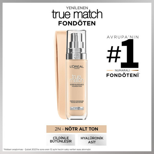 True Match Bakım Yapan Fondöten - 2N Nötr Alt Ton