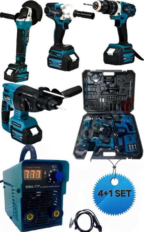 Kaynak & 4’Ü 1 Arada Akülü Set(Avuç Taşlama, Kırıcı Delici Hilti, Somun Sıkma Sökme, Vidalama Eea418