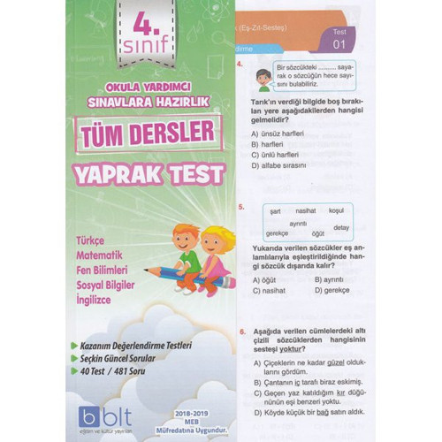 Bulut Eğitim Yayınları 4. Sınıf Tüm Dersler Yaprak Test