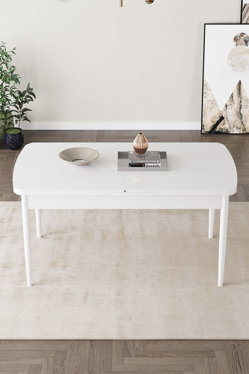Fiona 80x132 Mdf Masa Metal Ayaklı Açılabilir Üst Kalite Mutfak Masası, Yemek Masası, Salon Masası