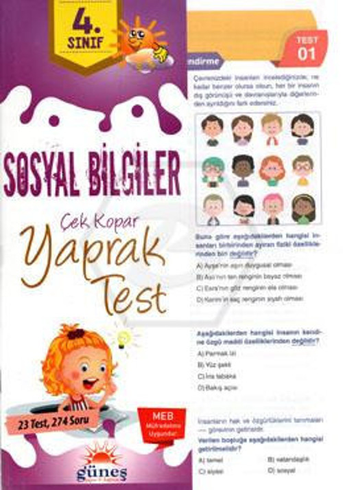 Güneş Yayınları 4. Sınıf Sosyal Bilgiler Yaprak Test