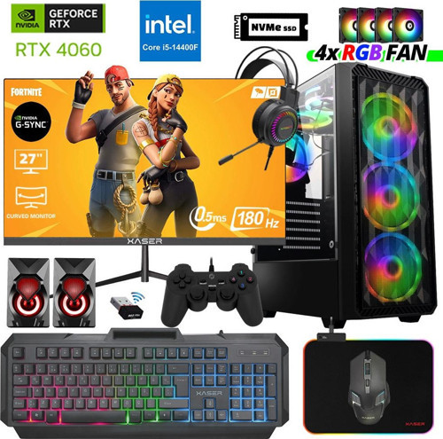 Delux X48 i5 14400F 16GB DDR5 Ram 512GB M.2 NVMe SSD 8GB RTX4060 27" 180Hz Masaüstü Oyuncu Bilgisayarı