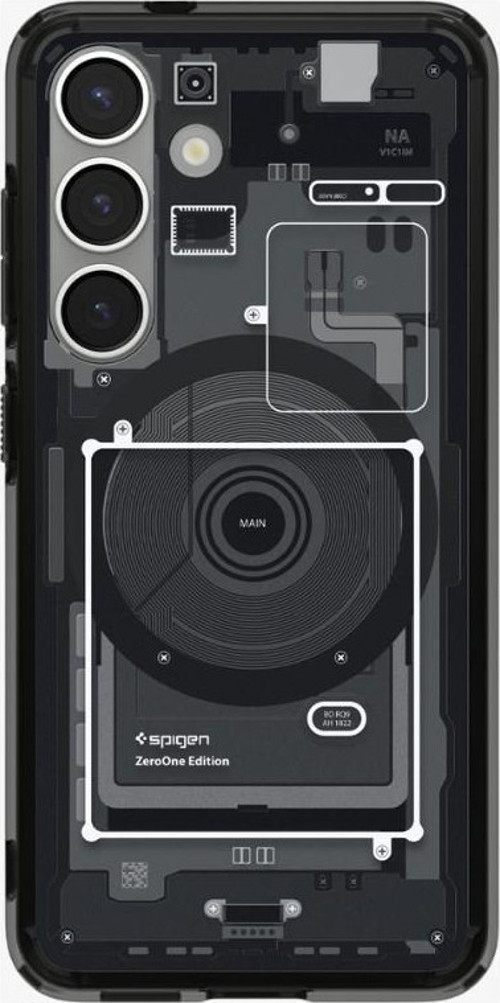 Galaxy S25 ince Kılıf Ultra Hybrid Sararma Karşıtı DuraClear™ Hava Kanalı Teknolojisi™ Askeri Sınıf Koruma MagFit özellikli Zero One Black Tasarım Kapak - ACS09003
