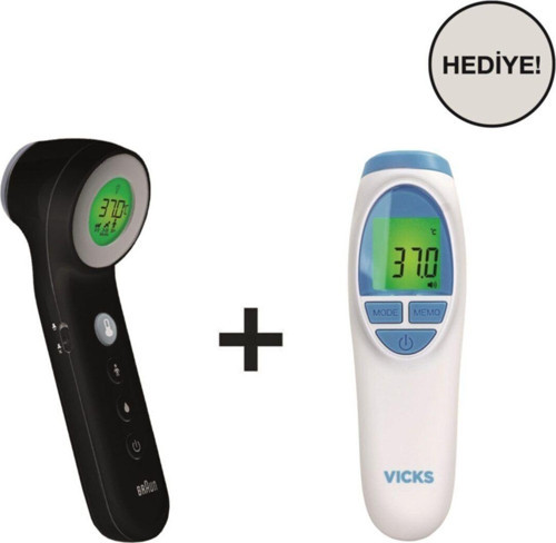 Bnt400 Temassız Ateş Ölçer Siyah+Vıcks Vnt200 Ateş Ölçer