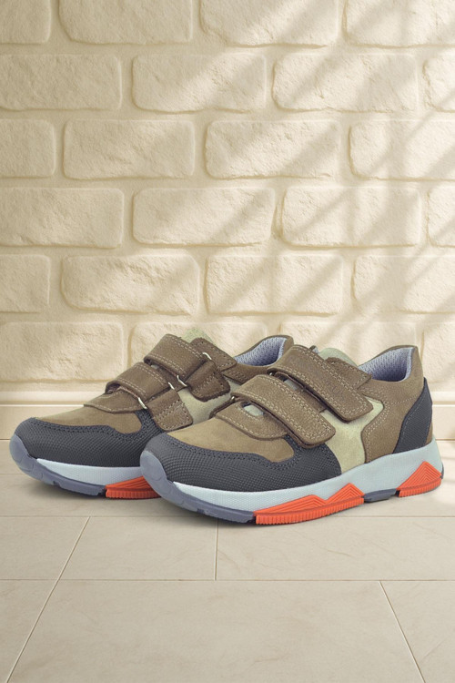 Hakiki Deri Kahverengi Çocuk Sneakers Spor Ayakkabı
